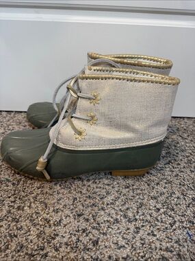 Jack Rogers Women's Chloe Classic Rain Duck Boots  Olive Waterproof Summer 10